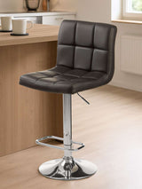 Orsina Bar Stool with Brown Leather Upholstery and Adjustable Height for Modern Kitchens