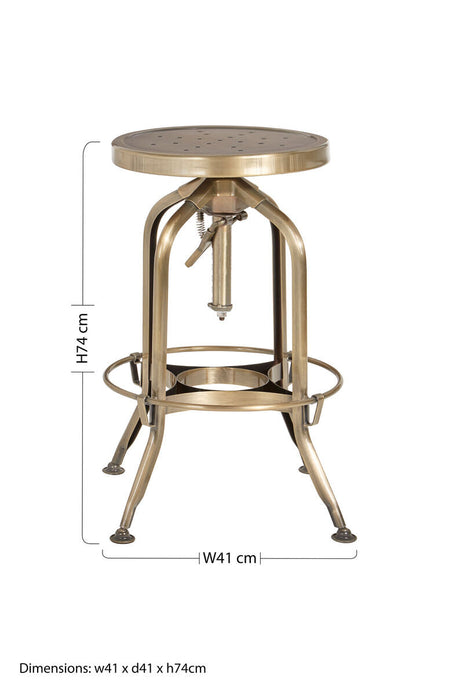 Orsina Bar Stool with Adjustable Height and Round Metal Seat for Stylish Kitchen Seating