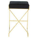 Orsina Bar Stool with Black Velvet Seat and Gold Metal Frame for Stylish Seating