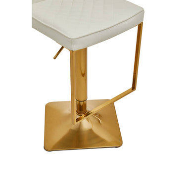 Orsina Bar Stool with Elegant Gold Base and Comfortable White Quilted Seat for Stylish Seating
