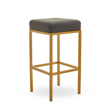 Orsina Bar Stool with a sleek gold frame and comfortable grey cushion for stylish seating