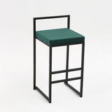 Nisu Home Bar Stool with Green Cushion and Black Metal Frame for Modern Interiors