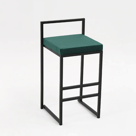 Nisu Home Bar Stool with Green Cushion and Black Metal Frame for Modern Interiors