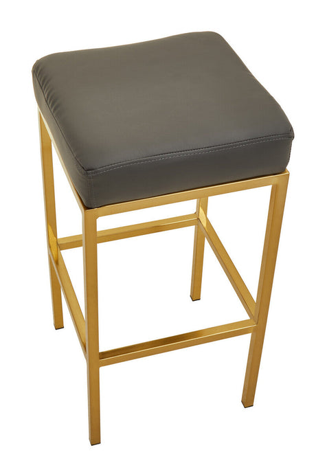 Orsina Bar Stool with a sleek gold frame and comfortable grey padded seat