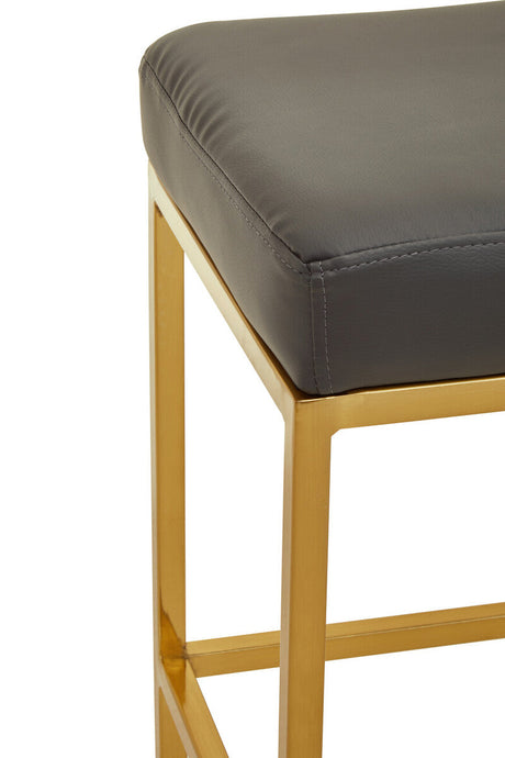 Orsina Bar Stool with Soft Grey Cushion and Stylish Gold Metal Frame