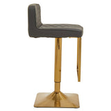 Stylish Orsina Bar Stool with a Gold Base and Grey Quilted Seat for Modern Interiors