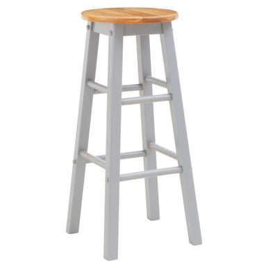 Orsina Bar Stool with a Wooden Seat and Grey Legs, Ideal for Stylish Home Seating