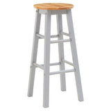 Orsina Bar Stool with a Wooden Seat and Grey Legs, Ideal for Stylish Home Seating