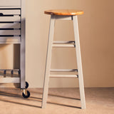Orsina Bar Stool with Natural Wood Seat and Light Grey Legs for Stylish Seating