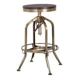 Orsina Adjustable Bar Stool with Metal Base and Dark Wooden Seat for Stylish Bar Seating