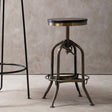 Orsina Bar Stool with Adjustable Height and Vintage Industrial Style in a Metallic Finish
