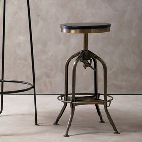 Orsina Bar Stool with Adjustable Height and Vintage Industrial Style in a Metallic Finish