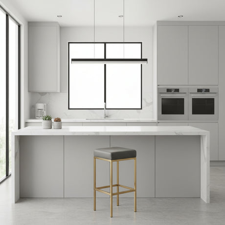 Stylish Orsina Bar Stool in Black with Gold Frame for Modern Kitchen Seating