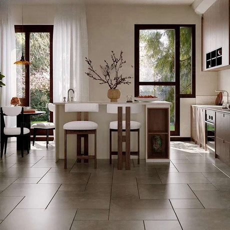 Stylish Nisu Home Bar Stool set in a modern kitchen with natural light and elegant decor