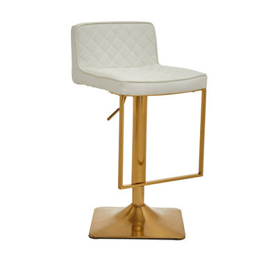 Orsina White Bar Stool with Gold Base and Adjustable Height for Modern Seating