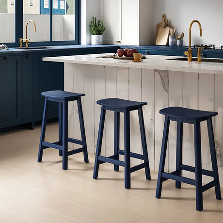 Nisu Home Bar Stool set in navy blue, perfect for kitchen islands and casual dining areas