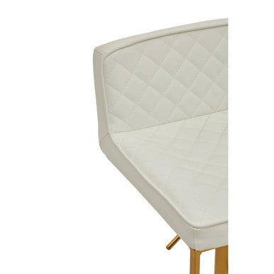 Orsina Bar Stool with Elegant Quilted Upholstery and Stylish Gold Legs
