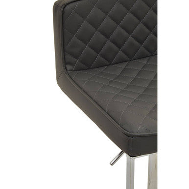 Orsina Bar Stool with Quilted Black Seat and Stainless Steel Legs for Stylish Bar Seating