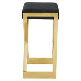 Orsina Bar Stool with a sleek black seat and modern gold frame for stylish bar seating