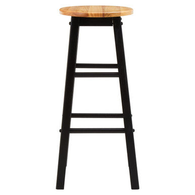 Orsina Bar Stool with a Natural Wooden Seat and Black Metal Frame for Stylish Bar Seating