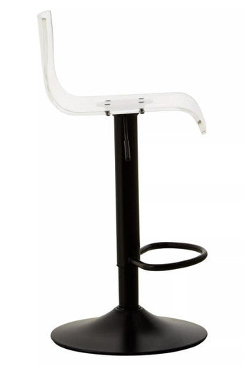 Orsina Modern Clear Bar Stool with Adjustable Height and Sleek Black Base