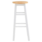 Orsina Bar Stool with a stylish wooden top and white frame for modern seating