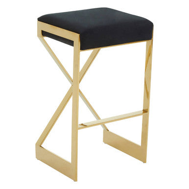 Stylish Orsina Bar Stool with a gold frame and black cushioned seat for modern bar seating
