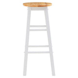 Orsina Bar Stool with a wooden top and white legs, perfect for modern bar seating