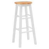 Orsina Bar Stool with a natural wood top and white legs, perfect for modern kitchen seating