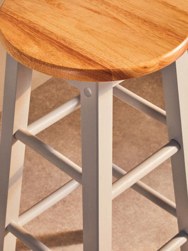 Orsina Bar Stool with Natural Wood Top and Grey Frame Perfect for Casual Seating