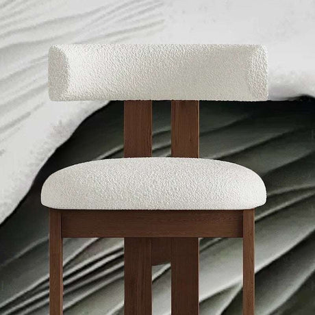 Nisu Home Bar Stool with Soft Cream Upholstery and Wooden Frame for Stylish Seating
