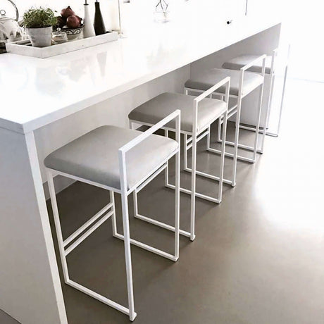 Modern Nisu Home Bar Stool with Grey Seat and Sleek White Frame for Stylish Kitchens