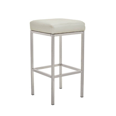 Orsina Bar Stool with a sleek silver frame and comfortable white padded seat for modern bar seating