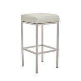 Orsina Bar Stool with a sleek silver frame and comfortable white padded seat for modern bar seating