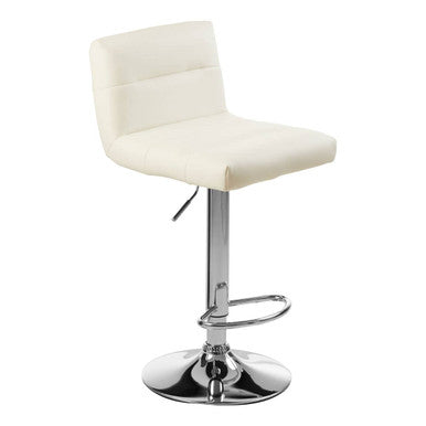 Orsina Adjustable Bar Stool in White Leather with Chrome Base for Stylish Bar Seating