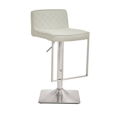 Orsina White Bar Stool with Adjustable Height and Quilted Design for Modern Bar Seating
