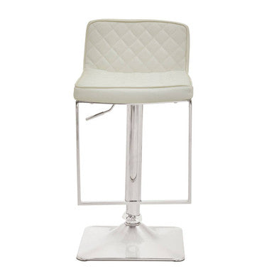 Orsina Bar Stool with Elegant White Quilted Seat and Adjustable Chrome Base for Modern Spaces