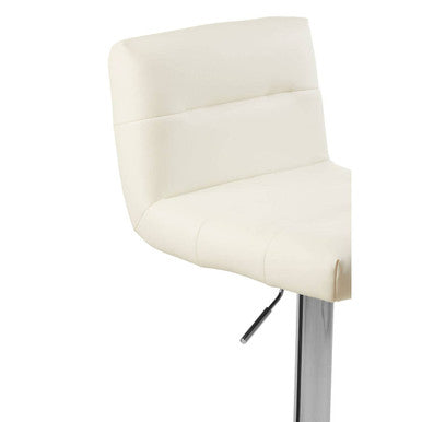 Orsina Bar Stool with Cream Faux Leather Seat and Chrome Adjustable Base
