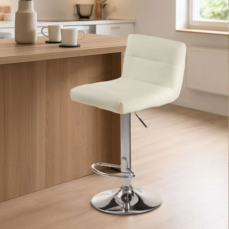 Orsina Bar Stool with White Upholstery and Adjustable Height for Modern Kitchens