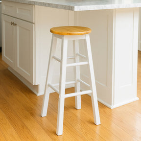 Orsina Bar Stool with a wooden seat and white legs, ideal for kitchen or bar seating
