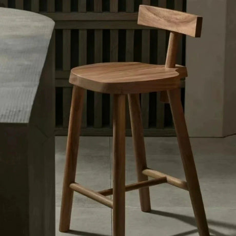 Nisu Home Wooden Bar Stool with Backrest, Ideal for Modern Kitchen and Dining Spaces