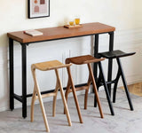 Nisu Home Bar Stool Set with Unique Designs in Natural Wood Finish for Stylish Seating
