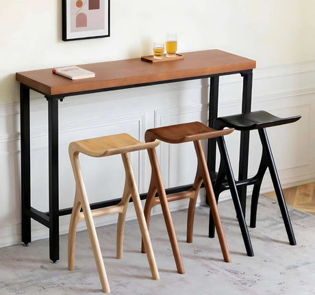 Nisu Home Bar Stool Set with Unique Designs in Natural Wood Finish for Stylish Seating