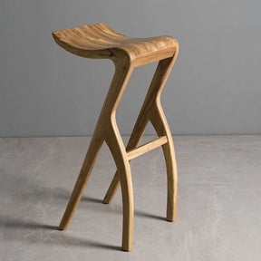 Nisu Home Bar Stool with Curved Wooden Seat and Stylish Legs for Modern Interiors