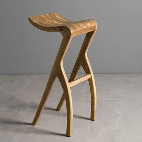 Nisu Home Bar Stool with Curved Wooden Seat and Stylish Legs for Modern Interiors