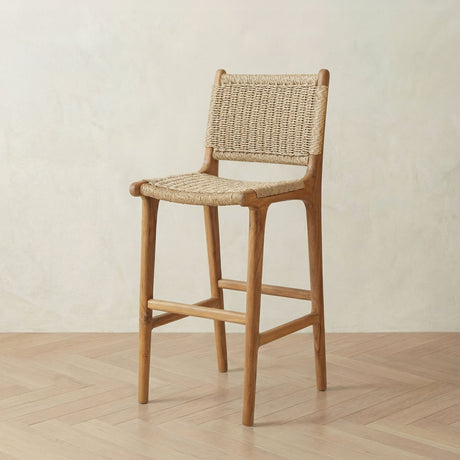 The Bali Concept Bar Stool with Natural Woven Seat and Solid Wooden Frame for Stylish Seating