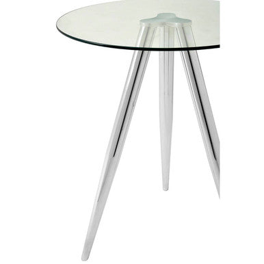 Orsina Bar Table with a Glass Top and Sleek Chrome Legs for Modern Interiors