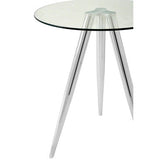 Orsina Bar Table with a Glass Top and Sleek Chrome Legs for Modern Interiors