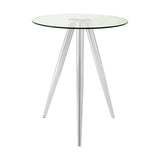 Orsina Bar Table with a Clear Glass Top and Sleek White Legs, Perfect for Modern Spaces