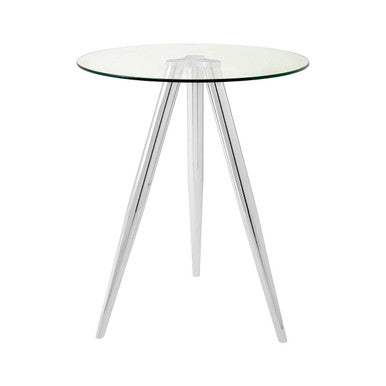 Orsina Bar Table with Glass Top and Stylish Chrome Legs for Contemporary Interiors